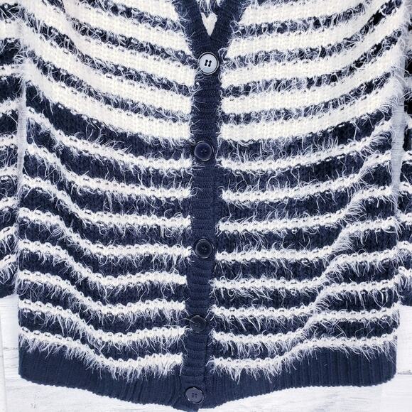 Daytrip Striped Fuzzy Button Front Cardigan - Picture 4 of 8